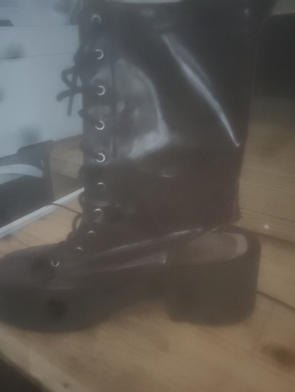 Lace-Up Chunky Heel Women's Boots in Black